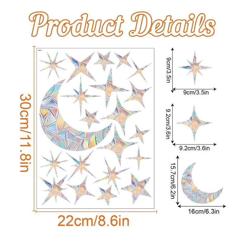 Rainbow Suncatcher Window Stickers – Holographic Prism Decals | 11 Designs | Mushrooms, Stars, Rabbits, Dragonflies & More | Home & Nursery Gift