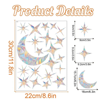 Rainbow Suncatcher Window Stickers – Holographic Prism Decals | 11 Designs | Mushrooms, Stars, Rabbits, Dragonflies & More | Home & Nursery Gift