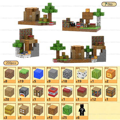 Magnetic building blocks set featuring detailed tree and cabin structures with magnet cubes