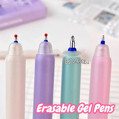 Kawaii Cat Erasable Gel Pens – Cute 4-Piece Stationery Set | Blue Erasable Ink