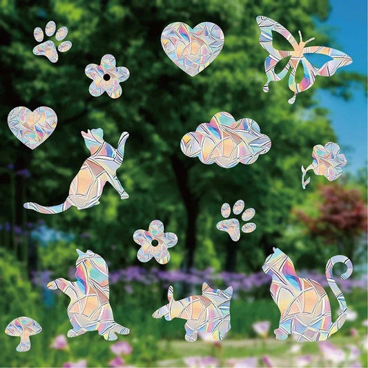 Rainbow Suncatcher Window Stickers – Holographic Prism Decals | 11 Designs | Mushrooms, Stars, Rabbits, Dragonflies & More | Home & Nursery Gift