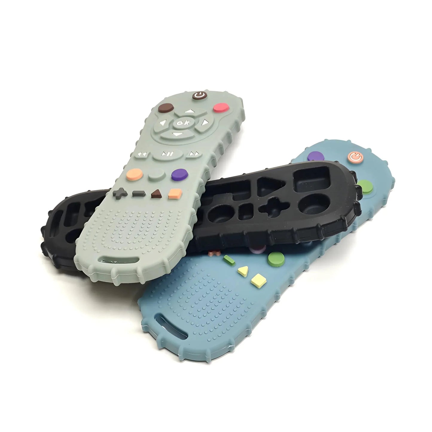 Baby TV Remote Control Silicone Teether – Bear Design | Food-Grade BPA-Free | Textured Gum Relief | 2025 Upgrade | Teething Baby Gift