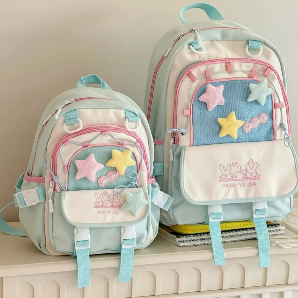 Kawaii Star Chaser Backpack – Celestial Nylon Bag | 6 Colours | Small & Large