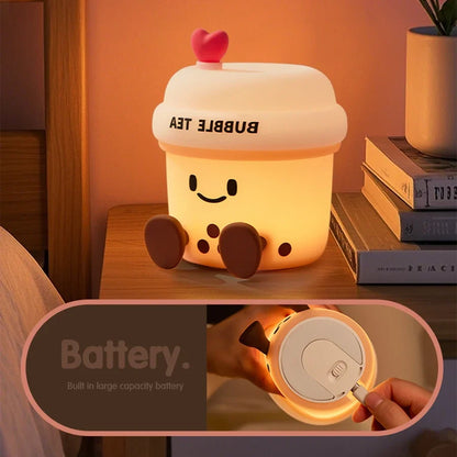 Kawaii Bubble Tea Night Light – Cute LED Boba Lamp | USB Rechargeable | Desk & Bedroom Decor
