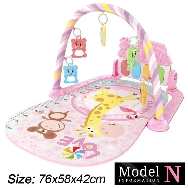 Baby Play Gym with Music & Piano Mat – Kick-Activated Piano | Hanging Toys | Tummy Time Mat | 0–36 Months | Baby Shower Gift