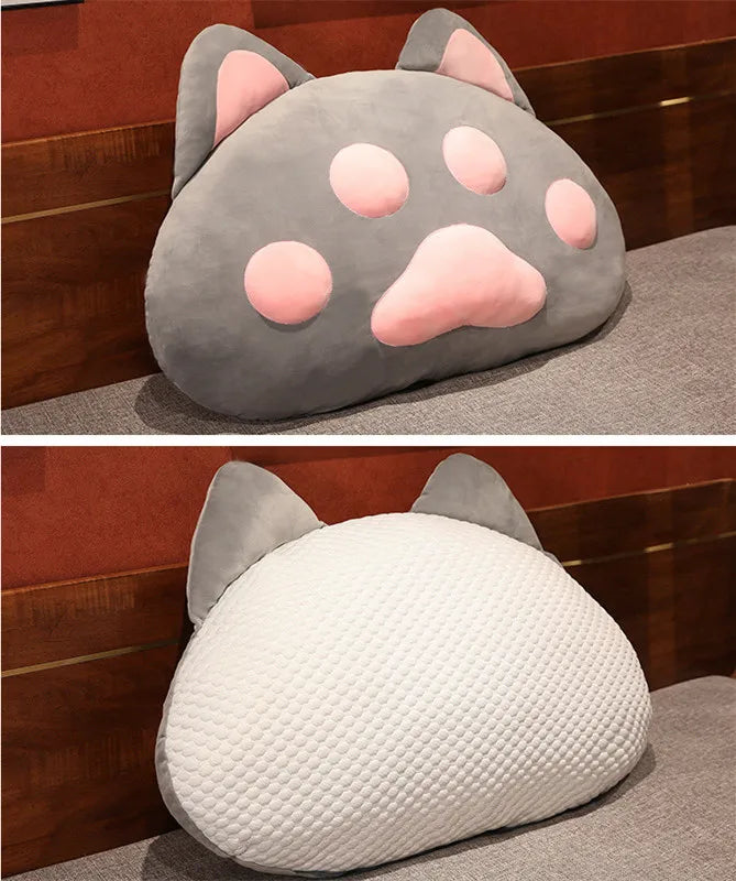 Kawaii Giant Cat Paw Pillow – Cute Cotton Cushion | Pink, Grey & White | 60x40cm & 90x55cm