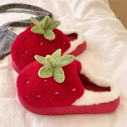 Kawaii Strawberry Slippers – Cute Cosy House Slippers | Pink, Green & Red | Sizes 36-41