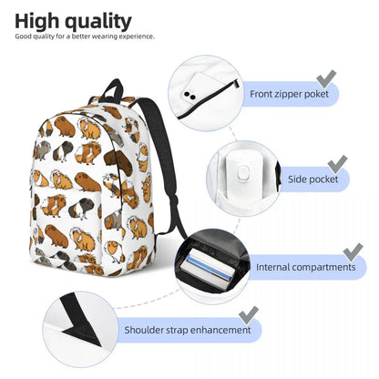Kawaii Guinea Pig Print Backpack – Cute Animal School & Everyday Bag | 2 Sizes