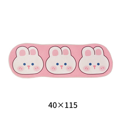 Pink strip area rug with three cute bunny faces, 40x115