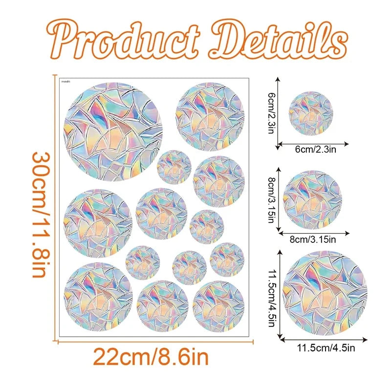 Rainbow Suncatcher Window Stickers – Holographic Prism Decals | 11 Designs | Mushrooms, Stars, Rabbits, Dragonflies & More | Home & Nursery Gift