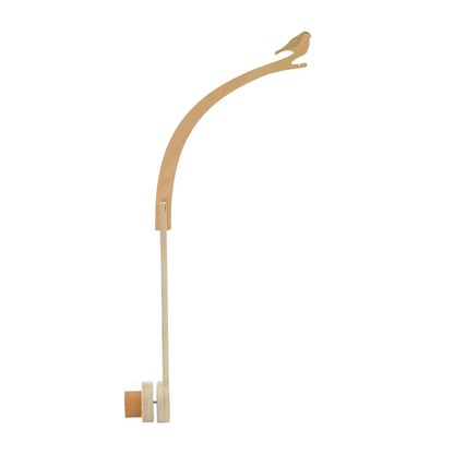 Wooden baby crib mobile holder stand with curved top arm and base