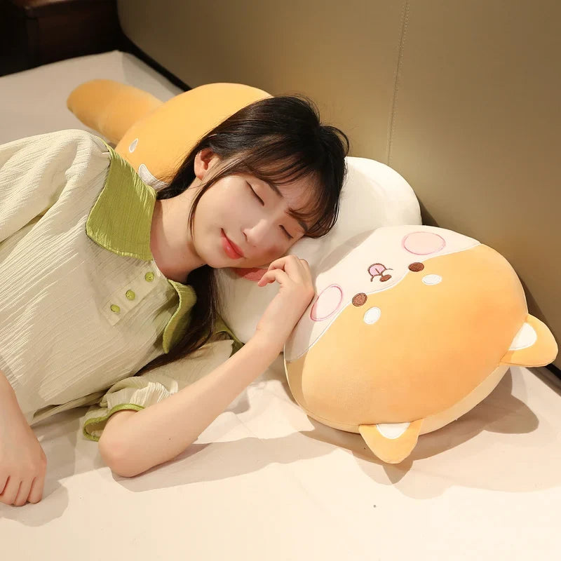 Plush duck dango snack toy with orange body and white belly, smiling face