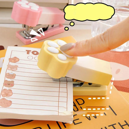 Kawaii Pastel Cat Paw Stapler – Cute Mini Stapler with Staples | Pink, Yellow & Purple