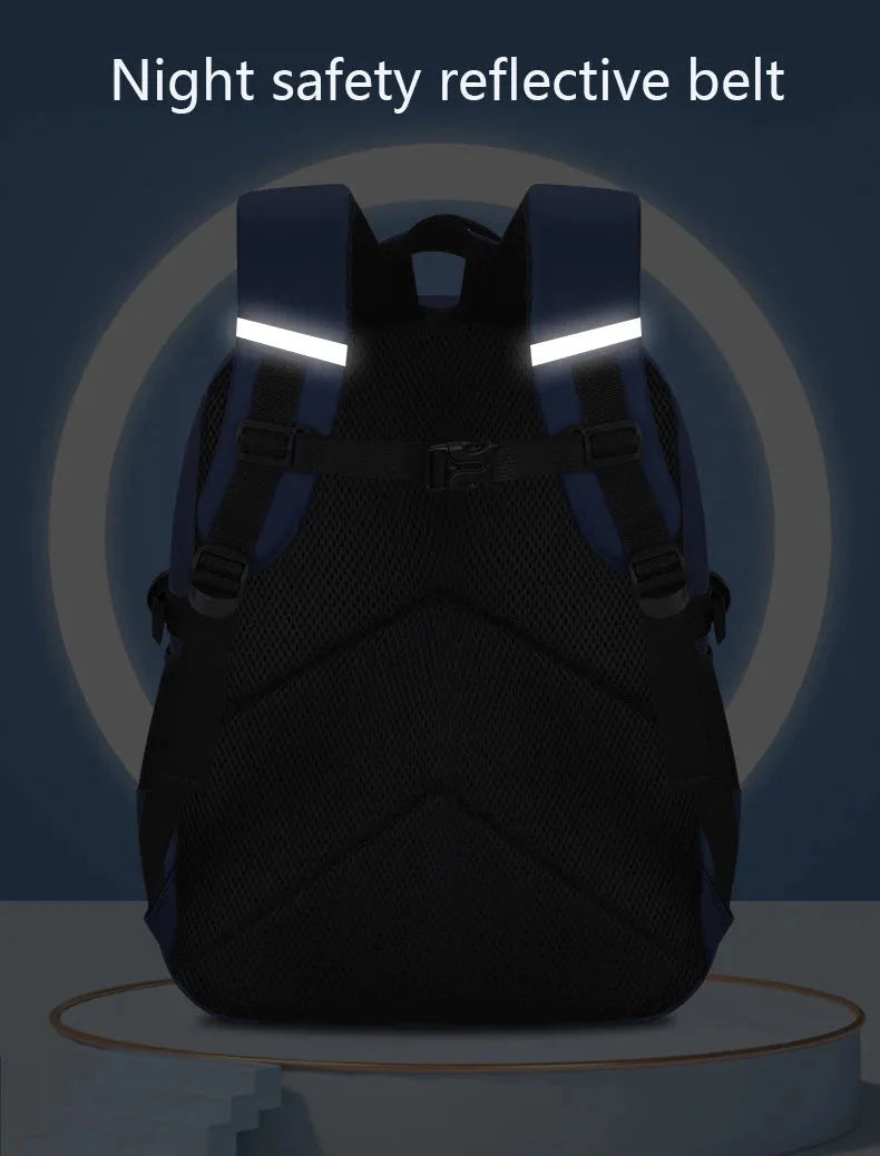 Kids astronaut backpack with reflective night safety belt on padded shoulder straps