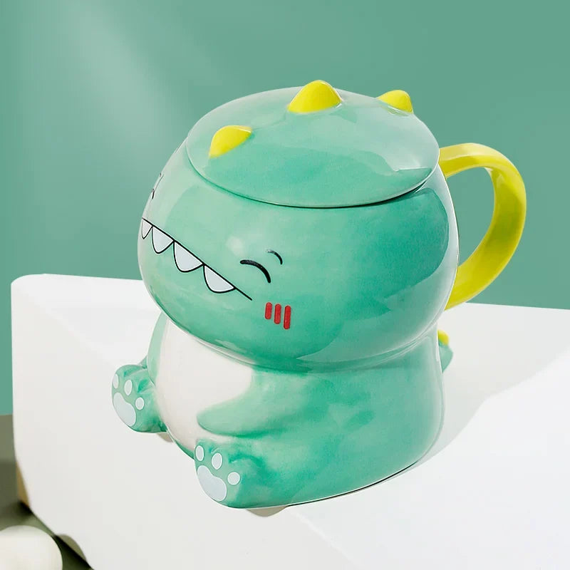Kawaii Dinosaur Ceramic Mug – Cute 450ml Dino Cup | 3 Designs