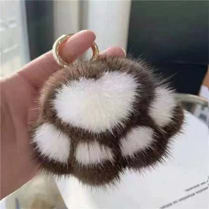 Cat Paw Plush Keychain – Cute Fluffy Faux Fur Pendant for Bags & Keys