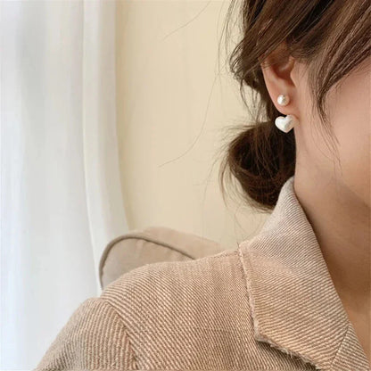 Love Heart Pearl Drop Earrings – Sweet Elegant Jewelry for Women