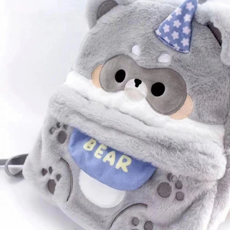Kawaii Raccoon Bear Backpack – Cute Animal School & Everyday Bag | 28x30x10cm