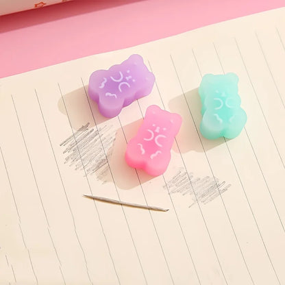Kawaii Gummy Bear Erasers – Cute 5-Piece Bear-Shaped Rubber Eraser Set