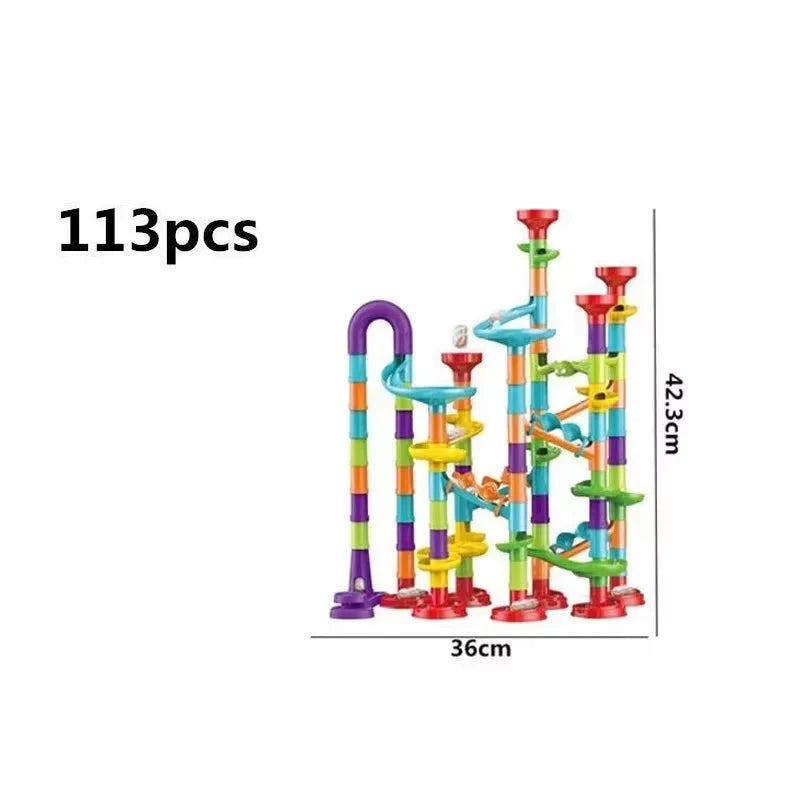 Marble Run Race Track Building Blocks – 3D Maze Ball Roll Toy | 50–232 Pieces | STEM DIY Coaster Set | Kids Birthday Christmas Gift
