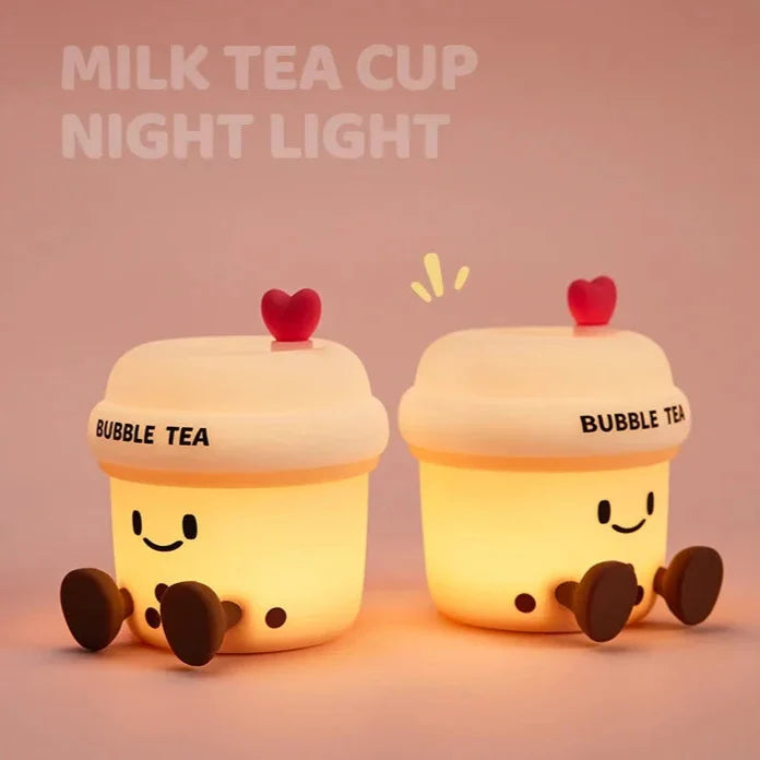Kawaii Bubble Tea Night Light – Cute LED Boba Lamp | USB Rechargeable | Desk & Bedroom Decor