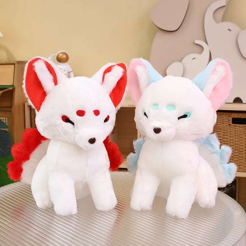 Kawaii Kitsune Fox Plushie – Mystical Japanese Fox Stuffed Animal | Red & Blue | 38cm