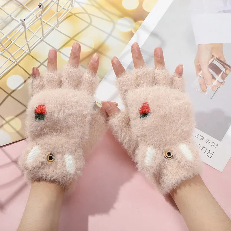 Kawaii Plush Bunny Mittens – Cute Warm Winter Gloves | 6 Colours | One Size