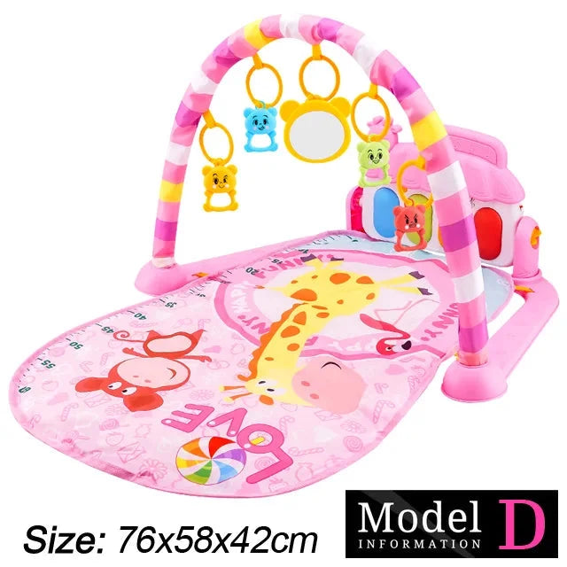 Baby Play Gym with Music & Piano Mat – Kick-Activated Piano | Hanging Toys | Tummy Time Mat | 0–36 Months | Baby Shower Gift