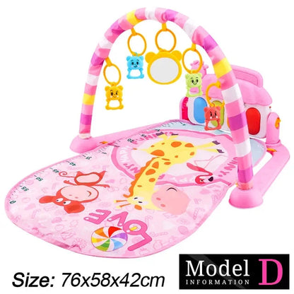 Baby Play Gym with Music & Piano Mat – Kick-Activated Piano | Hanging Toys | Tummy Time Mat | 0–36 Months | Baby Shower Gift