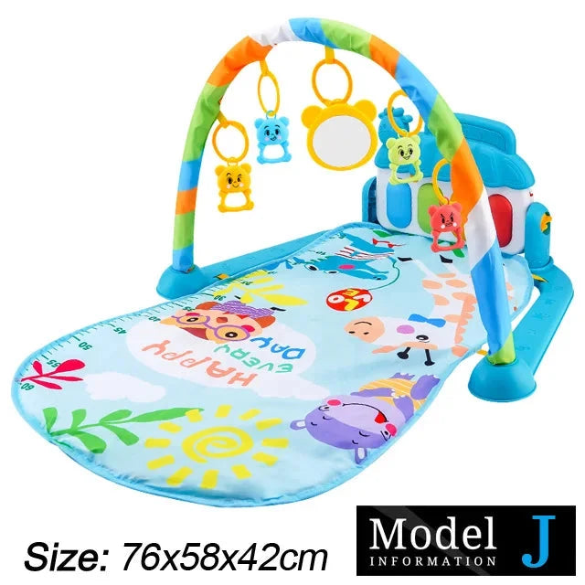 Baby Play Gym with Music & Piano Mat – Kick-Activated Piano | Hanging Toys | Tummy Time Mat | 0–36 Months | Baby Shower Gift