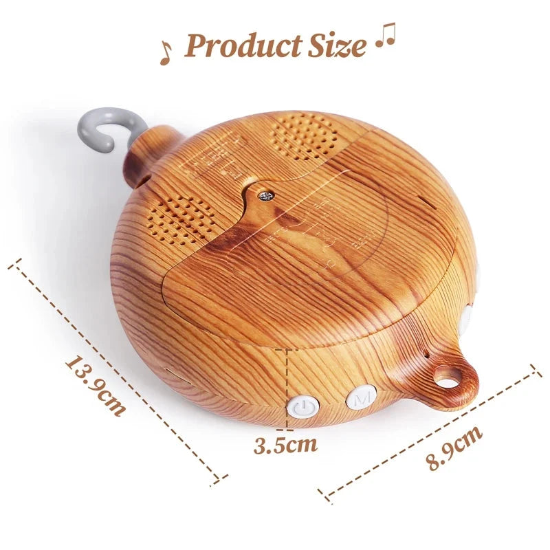 Baby Crib Mobile & Music Box – Rotating Crochet Animal Mobile, Music Motor & Wooden Arm | Nursery Soothing Toy | 0–12 Months Baby Gift