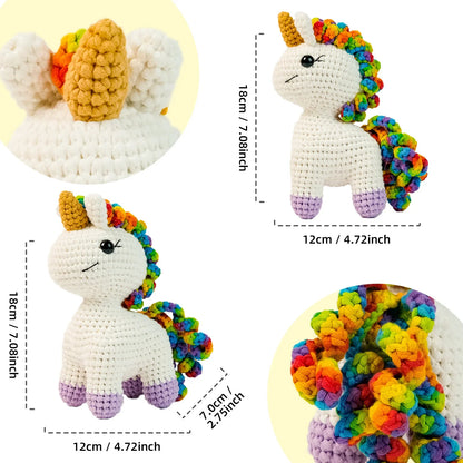 Kawaii Unicorn Crochet Kit for Beginners – Complete Amigurumi Starter Set | Everything Included | Cute Craft Gift