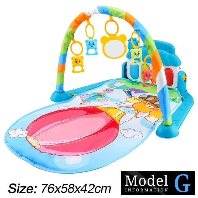 Baby Play Gym with Music & Piano Mat – Kick-Activated Piano | Hanging Toys | Tummy Time Mat | 0–36 Months | Baby Shower Gift