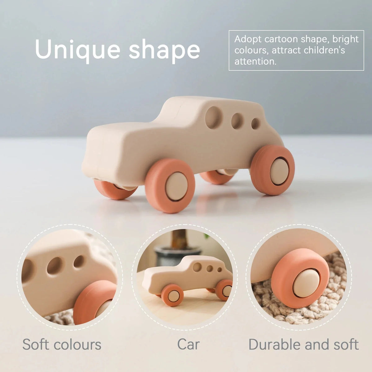 Silicone Baby Vehicle Toy – Soft Push-Along Truck, Car, Ambulance & Plane | Food-Grade BPA-Free | Montessori Teether | 0–12 Months Baby Gift