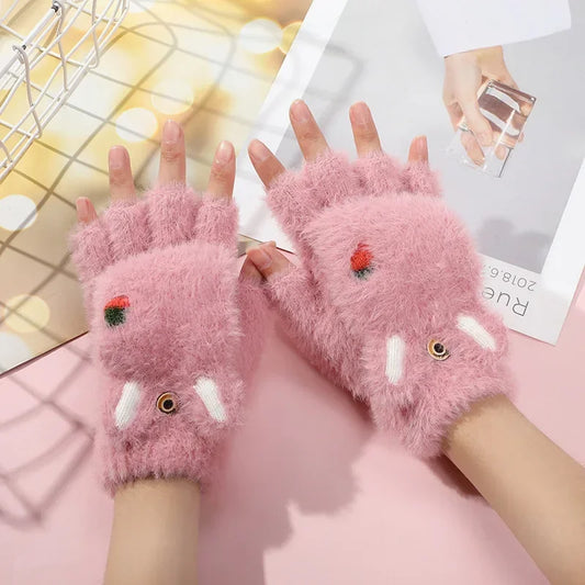 Kawaii Plush Bunny Mittens – Cute Warm Winter Gloves | 6 Colours | One Size