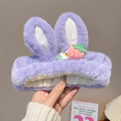 Kawaii Strawberry Bunny Ear Beauty Headband – Cute Spa & Skincare Headband | 6 Colours