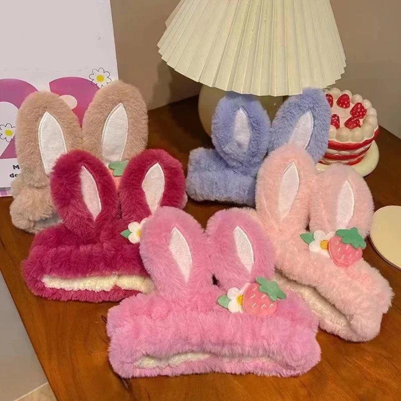 Kawaii Strawberry Bunny Ear Beauty Headband – Cute Spa & Skincare Headband | 6 Colours