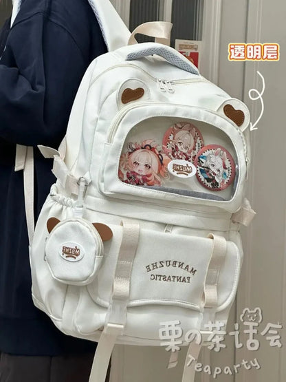 Kawaii Beary Cute Ita Backpack – Clear Window Bear Bag | 5 Colours | Pin & Charm Display