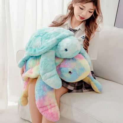 Kawaii Pastel Plush Turtle – Squishy Soft Turtle Stuffed Animal | Blue & Pink | 2 Sizes