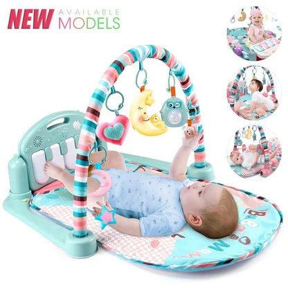 Baby Play Gym with Music & Piano Mat – Kick-Activated Piano | Hanging Toys | Tummy Time Mat | 0–36 Months | Baby Shower Gift
