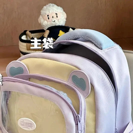 Kawaii Beary Cute Ita Backpack – Clear Window Bear Bag | 5 Colours | Pin & Charm Display