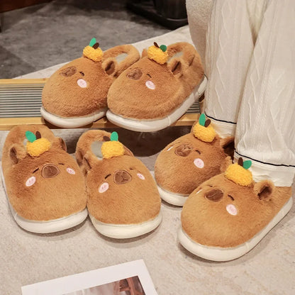 Kawaii Capybara Slippers – Cute Plush House Shoes | EU 37-44 | Size Chart Included