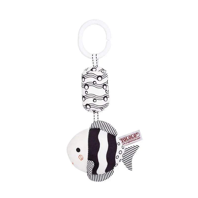 Whale plush stroller hanging bell rattle with TOLOLO tag
