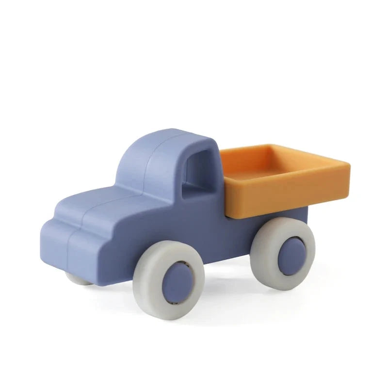 Silicone Baby Vehicle Toy – Soft Push-Along Truck, Car, Ambulance & Plane | Food-Grade BPA-Free | Montessori Teether | 0–12 Months Baby Gift