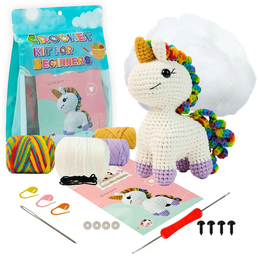 Kawaii Unicorn Crochet Kit for Beginners – Complete Amigurumi Starter Set | Everything Included | Cute Craft Gift