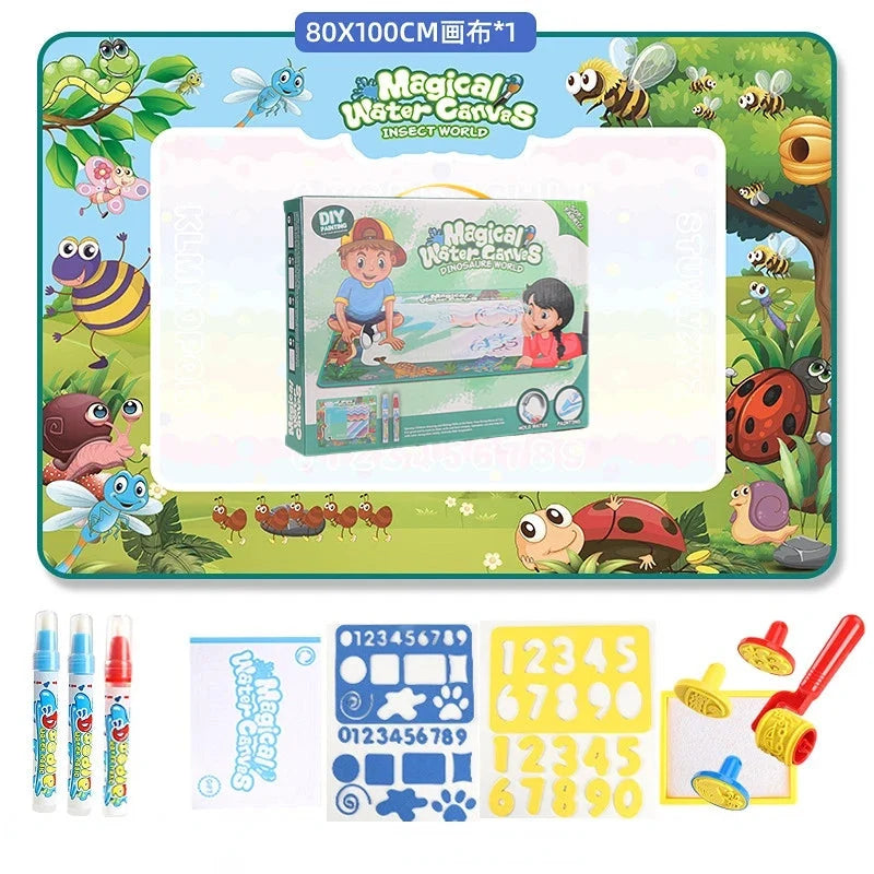 Magic water drawing canvases kit box with insect theme and pen set