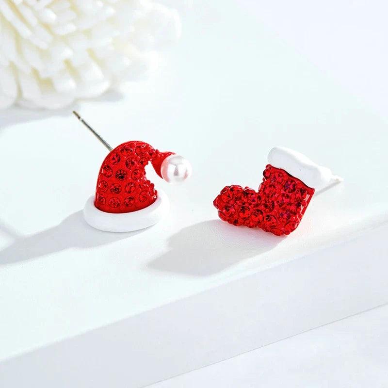 Red glitter heart earrings with white top and gold hook