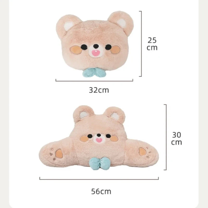 Kawaii Plush Bear Car Seat Accessories – Cute Headrest, Backrest & Pad Options