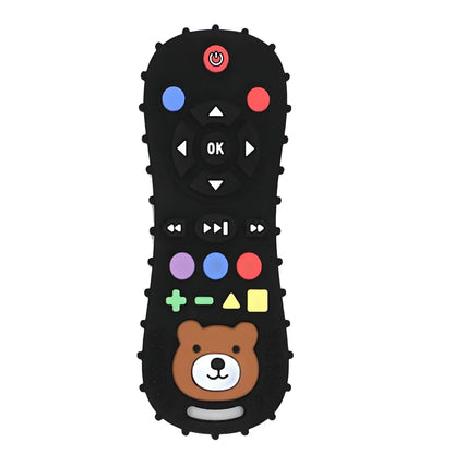 Baby TV Remote Control Silicone Teether – Bear Design | Food-Grade BPA-Free | Textured Gum Relief | 2025 Upgrade | Teething Baby Gift