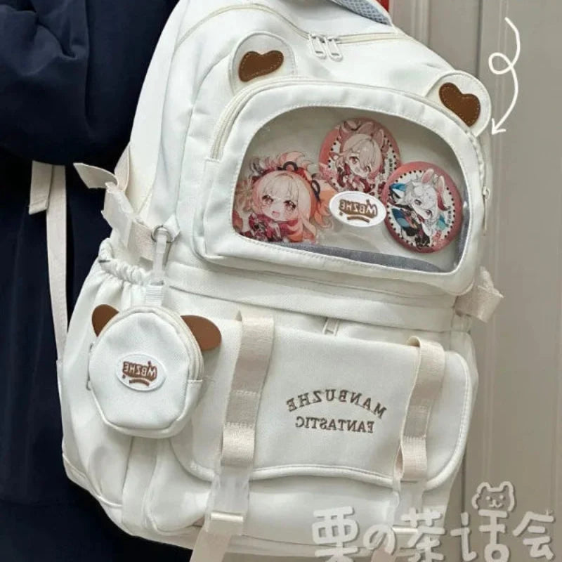 Kawaii Beary Cute Ita Backpack – Clear Window Bear Bag | 5 Colours | Pin & Charm Display